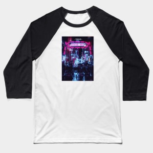 Tokyo Street Neon Synthwave Baseball T-Shirt